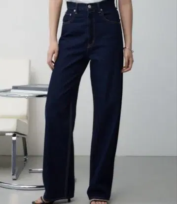 [ 착용 1회 ] AZUL by moussy 하이웨스트 와이드 데님 M