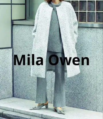 Mila Owen 접결 디테일 노카라 코트