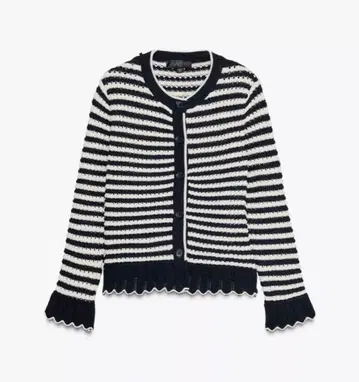 ZARA 프릴 스트라이프 니트 가디건