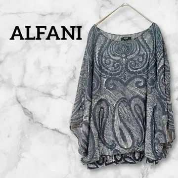 하나뿐인 ALFANI 7부 소매 튜닉 1X 네이비 컬러 디자인