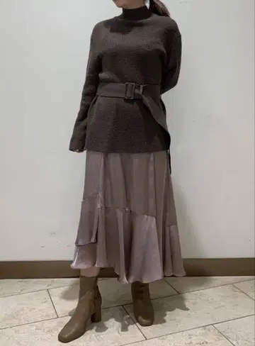 FRAY I.D 프레이 아이디 니트 새틴 스커트 세트