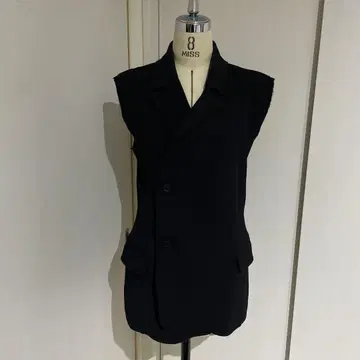 블랙 더블 브레스트 슬리브리스 베스트