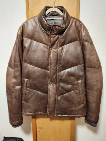 Licorice 가죽 다운 자켓