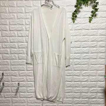 [ 유니클로 ] ( L ) 롱 가디건 원피스 V넥 시어 가로 슬릿