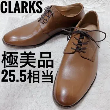 CLARKS 브라운 드레스 슈즈 25.5cm 상당 외날개 플레인토