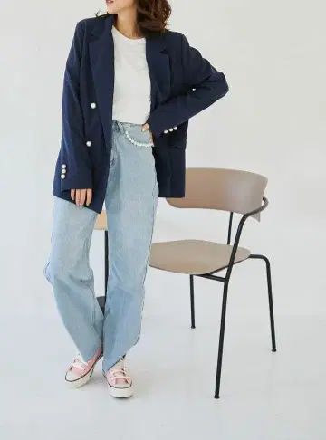 Myu 펄 버튼 테일러드 자켓