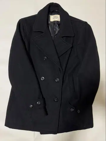 울 블랙 피코트 더블 브레스트