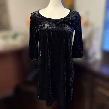 피타피타 블랙 벨벳 튜닉 칠부 소매