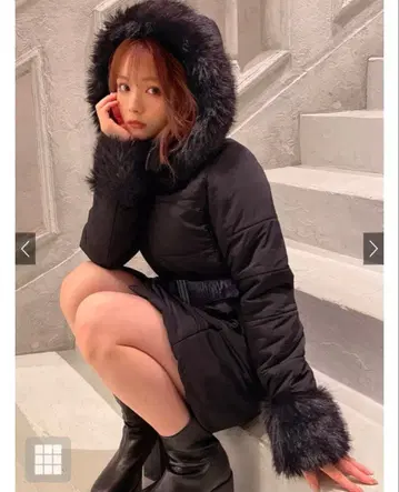 그레일 kd13 벨트 포함 퍼 다운 코트