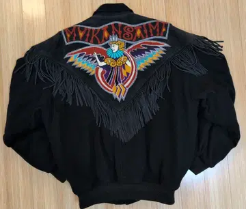 [ 레어 ] 야마모토 간사이 백 자수 웨스턴 디자인 프린지 자켓 일본제