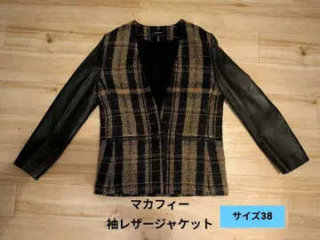 MACPHEE 노카라 가죽 체크 자켓