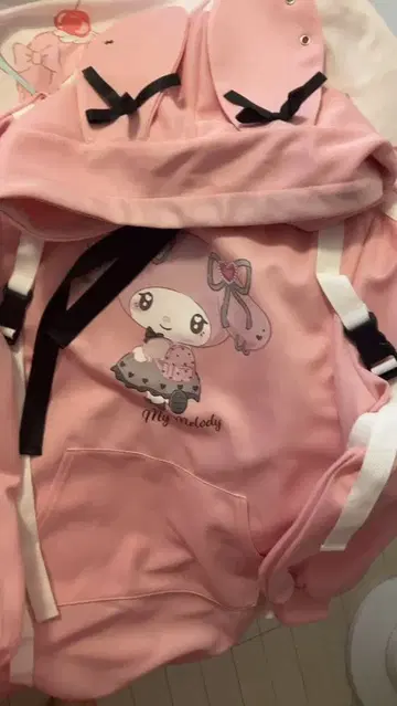My Melody 핑크 후드티