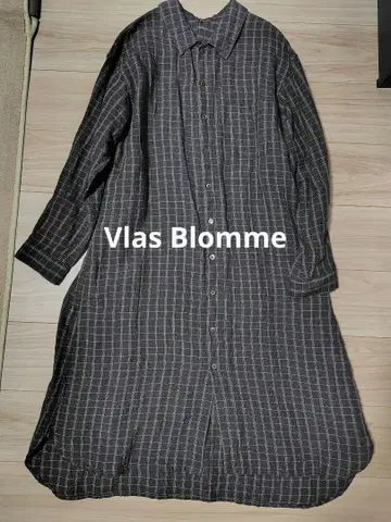 Vlas Blomme 다크 그레이 체크 무늬 롱 셔츠 원피스 겉옷