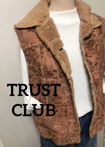 TRUSTCLUB 페이즐리 무늬 브라운 플리스 베스트 M 보헤미안