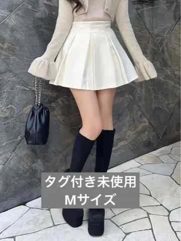 택 포함 새상품 다리치 하이웨스트 박스 미니 스커트 M 아이보리