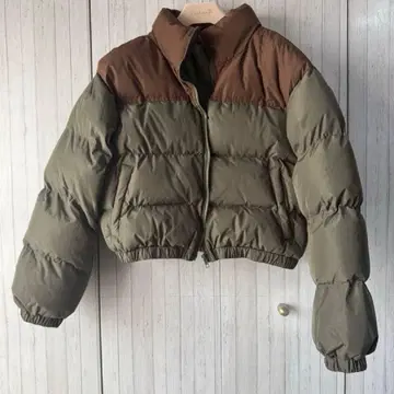올리브 그린 브라운 다운 자켓