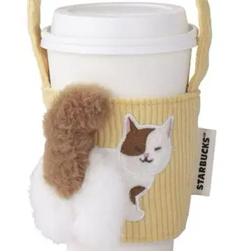 스타벅스 STARBUCKS 고양이 인기 고양이 드링크 홀더 옐로우 컬러