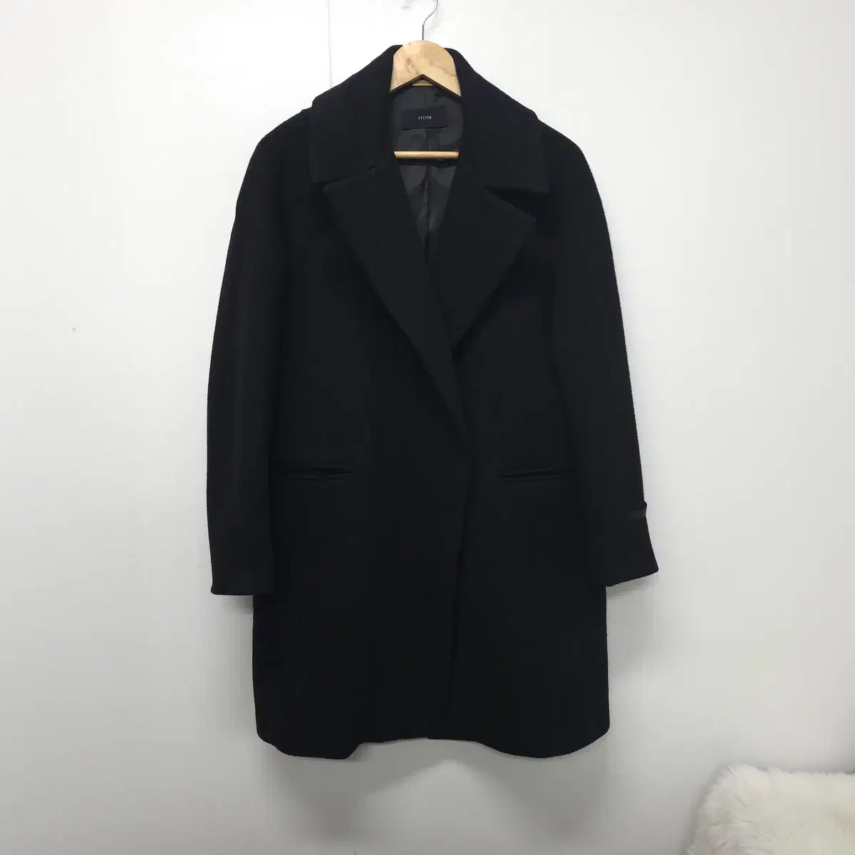 Han System Handmade Black Wool Coat