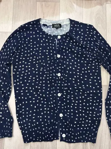 A.P.C. 네이비 별 패턴 가디건 36