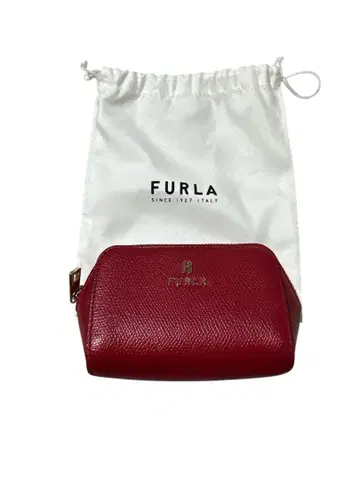 FURLA 레드 가죽 파우치 수납 가방 포함