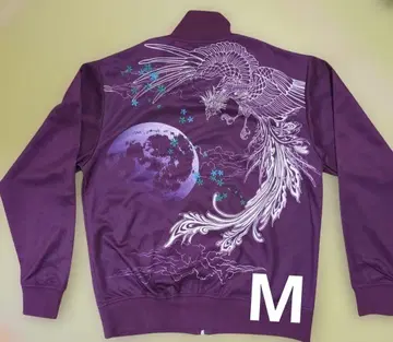 카라쿠리타마시 보라색 봉황 디자인 자켓 M 사이즈 부분 자수 집업 후드티