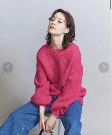 울 알파카 블렌드 부클레 오버 니트 풀오버