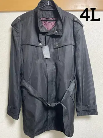 스트라이프 디자인 트렌치코트 블랙(4L)