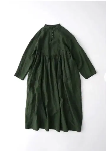 네스트로브 nest Robe 린넨 밴드 카라 개더 원피스