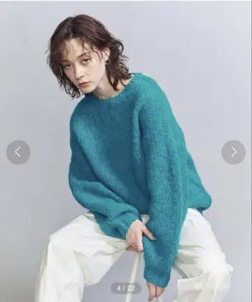 [ 미사용 새상품 ] 울 알파카 블렌드 부클 오버 니트 풀오버