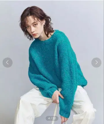 [ 미사용 새상품 ] 울 알파카 블렌드 부클 오버 니트 풀오버