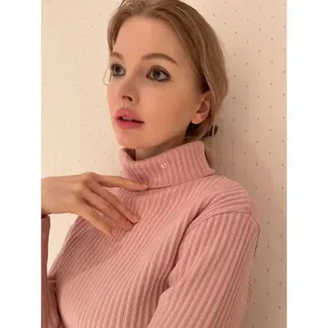 epine e embroidery rib knit high neck
