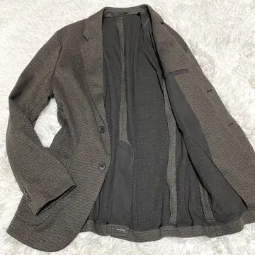 유니클로 테일러드 자켓 하운드투스 체크 브라운 L