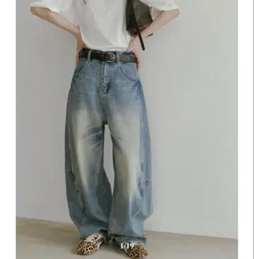 FASHIRU 빈티지 배럴 청바지