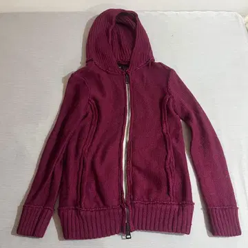 AKM 퍼플 후드 부착 니트 후드티 더블 선박