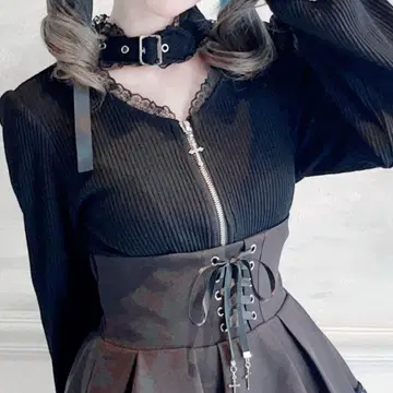 MARS 마즈 크로스 ZIP 골지 상의