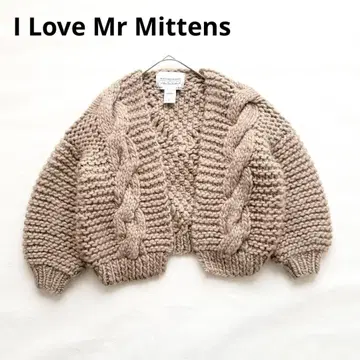 I Love Mr Mittens 다이아몬드 봄버 니트 가디건