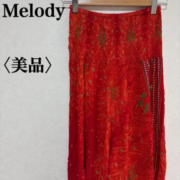 melody 사루엘 팬츠 팬츠 에스닉 패턴 프리 사이즈 동양인 빨간색