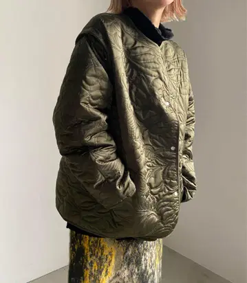 2WAY LEAF PATTERN QUILTING COAT