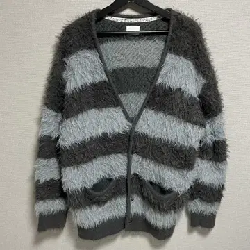 넘버나인 가디건 니트 페더 퍼 얀 보더