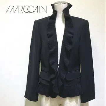 새상품 MARCCAIN 프릴 달린 블랙 자켓 얇은 소재