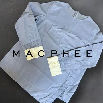 MACPHEE 긴팔 셔츠 파랑 블루 코튼 블라우스 크루넥 스카이블루