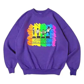 90s 빈티지 맨투맨 미술학교 퍼플 L