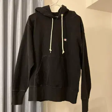 Champion 블랙 후드티 후드 부착