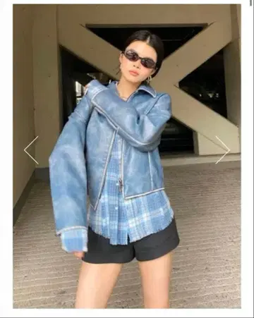 MOUSSY 파랑 가죽 자켓