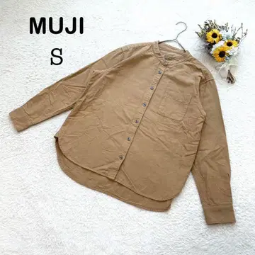 [ 무인양품 MUJI ] 긴팔 셔츠 둥근넥 브라운 계열 무지 캐주얼 S