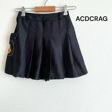 ACDCRAG 플리츠 스커트 미니 블랙 사이드 포켓 하라주쿠 스타일