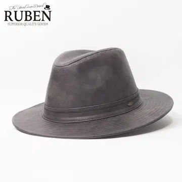 새상품 RUBEN 롱 브림 에코 가죽 중절모 그레이