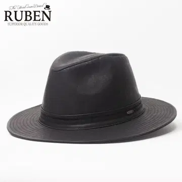 새상품 RUBEN 롱 브림 에코 가죽 중절모 블랙