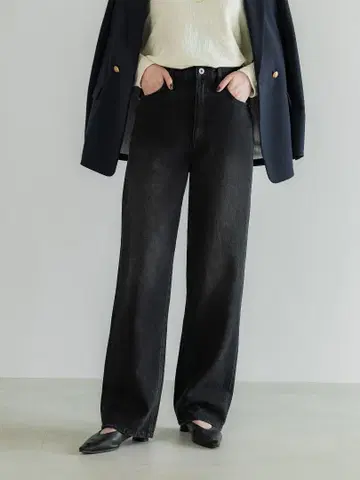 [ 새상품 ] crewre 조절형 I 라인 데님 팬츠 블랙 size 2