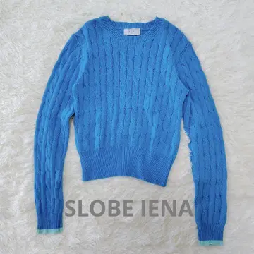 SLOBE IENA 25SS 터콰이즈 블루 케이블 니트 포인트 컬러